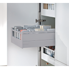 Cajón interno TANDEMBOX antaro con galería y elemento de inserción en metal, vidrio satinado y chapa de madera,  altura D, color gris