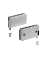 Bisagra de 90º para puerta de cristal de 6mm CON PERFORACIÓN, DERECHA, cromo satinado.