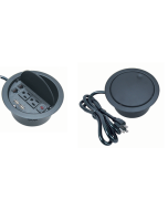 Multicontacto CIRCUM con 2 contactos eléctricos, entradas voz/datos/USB, material acero