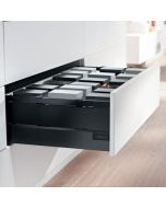 Cajón TANDEMBOX antaro altura "D" con elementos de inserción en metal, vidrio satinado o chapa de madera, color negro terra