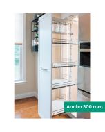 Kit 06 - Extraíble para cocina DISPENSA con 4 entrepaños CLASSIC, botes contenedores para mueble de 300 mm de ancho