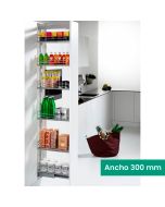 Kit 11 - Extraíble para cocina DISPENSA con 6 entrepaños GRAY para mueble de 300 mm de ancho