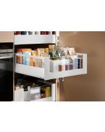 Cajón interior MERIVOBOX con Galería y cristal frontal alto, altura E (192 mm), color Blanco Seda Mate mate