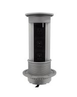 Multicontacto de torre PUSH ELITE, 3 sockets, acabado inox