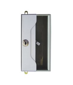 Cerradura españoleta para mueble metálico, acabado gris