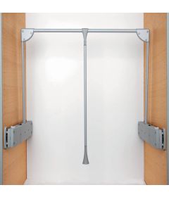 Mecanismo Colgador SUPER PRO, capacidad de carga 18 kg, ancho variable de 800 mm hasta 1100 mm, acabado gris aluminio