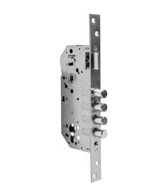 Cerradura para embutir para puerta de entrada, acabado níquel satinado