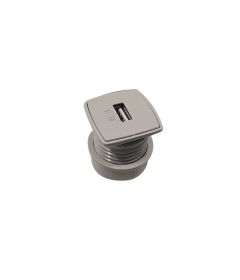 Mini USB SAMBA de carga con grommet para carga de dispositivos móviles, material ABS, acabado gris
