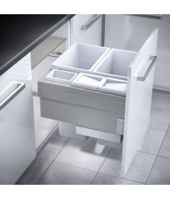 Bote basurero extraíble EURO CARGO-ST para gabinete de 600 mm. Cap total 91 L/ 2 de 38 L/ 1 de 12 L/ 1 de 2.5 L