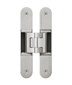 Bisagra oculta TECTUS 340 3D para puerta de comunicación cap. de carga 80kg por par, níquel satinado