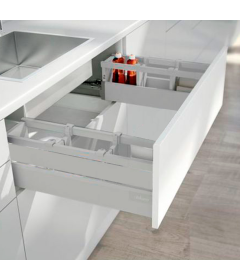 Cajón bajo fregadero TANDEMBOX antaro con galerías y costados decorativos, altura D, color gris