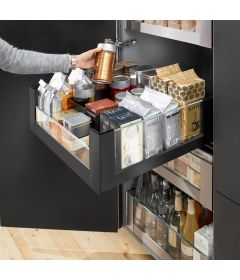 Cajón interior LEGRABOX Free altura C, con cristal frontal bajo, color Negro Carbón Mate