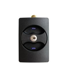 Cerradura para mueble metálico con indicador, pestillo RECTO, acabado negro