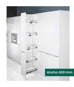 Kit 02 - Extraíble para cocina DISPENSA con 5 entrepaños STYLE ICE WHITE para mueble de 400 mm de ancho