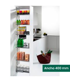 Kit 12 - Extraíble para cocina DISPENSA con 6 entrepaños GRAY para mueble de 400 mm de ancho