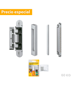 KIT TECTUS Glass: Bisagra para puerta de cristal, capacidad de carga 60 kg por par