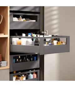 Cajón interior MERIVOBOX con galería y galería frontal, altura E (192 mm), color gris orión mate