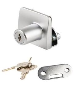 Cerradura SQUARE para puerta doble de VIDRIO de 4 a 6 mm, acabado ALUMINIO Comb IGUALES