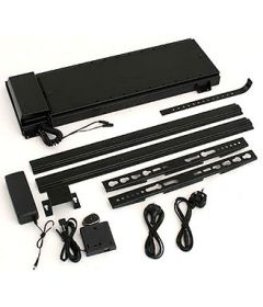 Elevador PL1000 para pantallas de hasta 75", recorrido 1000 mm, capacidad 65 kg, con bloqueo de seguridad, color negro.