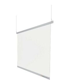 Mampara suspendida en techo, medidas 1200 mm x 1000 mm, plástico PVC transparente, con herrajes para instalación